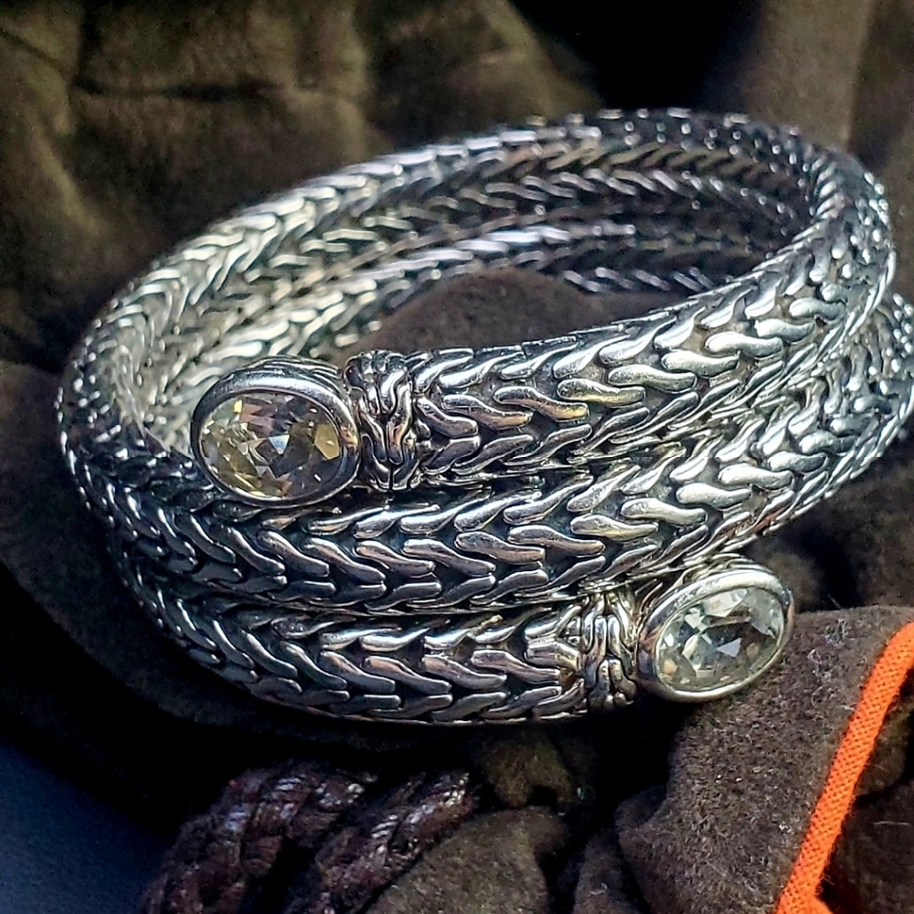John Hardy Sterling COIL White Topaz Bracelet SMALL SIZE
